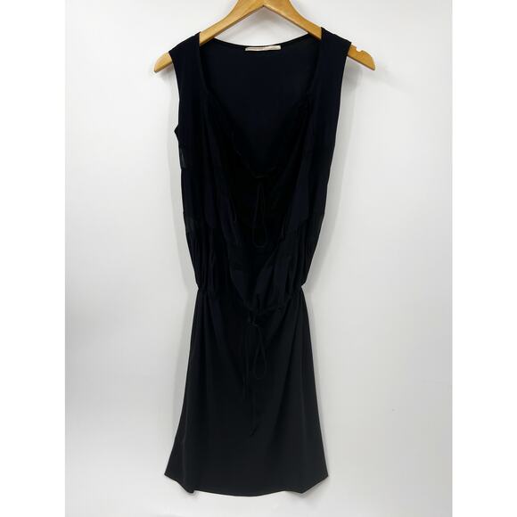 Marithe‎ Francois Girbaud Silk Belted Waist Tank Dress Sleeveless Black Size 6 - Picture 1 of 8